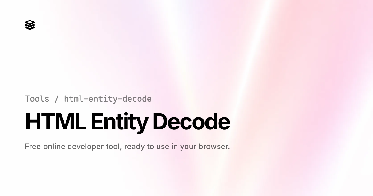 HTML Entity Decode - Free Online Tool | UApiPro | UApiPro