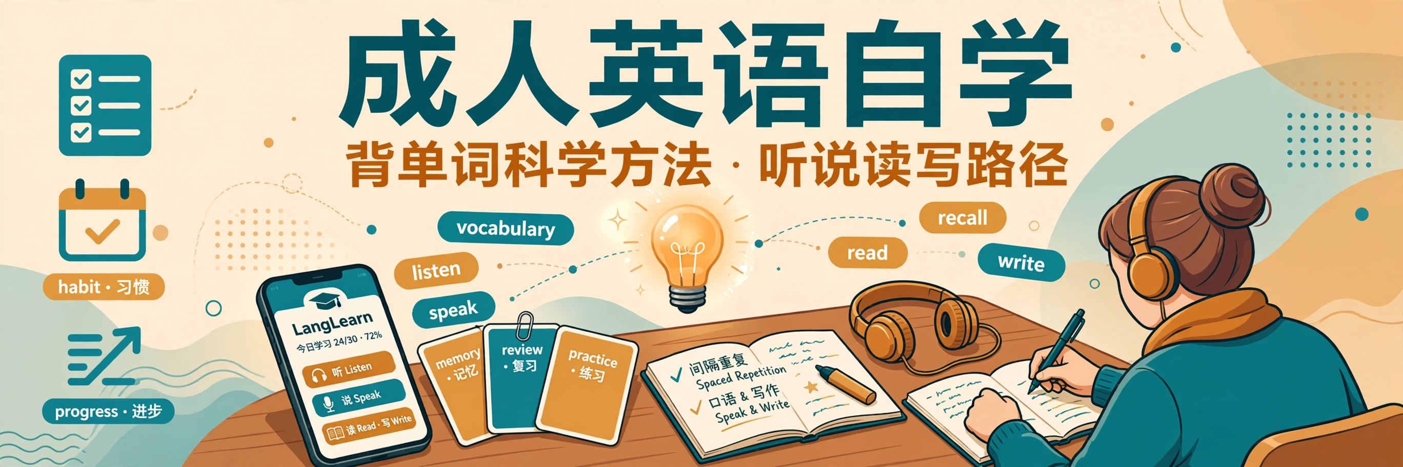 成年人零基础自学英语：背单词的科学方法＋听说读写路径，附口语课程资料